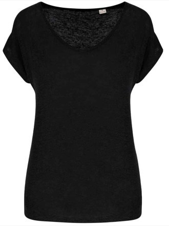 Spasso Ladies V Neck Linen T-Shirt