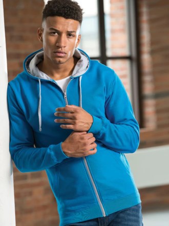 Contrast Zip Hoodie