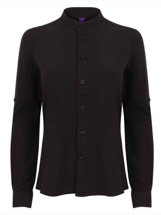 Henbury Ladies Mandarin Roll Sleeve Anti-Bac Wicking Shirt